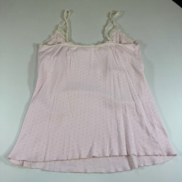 Roxy Vintage Y2K Eyelet Beaded Lace Slim Cami Preppy Tank Top - Pink Wms M - Picture 10 of 13